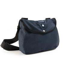 Load image into Gallery viewer, Navy blue bag with a strap. Includes the name CANADA with a maple leaf patch.