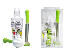 Load image into Gallery viewer, Gift set of cocktail shaker and tools. Great recipes printed on shaker.