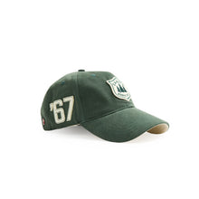 Load image into Gallery viewer, Side view of green ball cap. One side has 67 the other Canada's National Parks with the back Eighteen Sixty - Seven stiched.