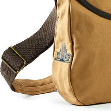 Load image into Gallery viewer, Side view of Canadian made Vimy shoulder bag. Heavy cotton twill with large durable shoulder strap.
