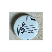 Load image into Gallery viewer, Pin on 1 1/4" button with music note Dm.