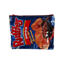 Load image into Gallery viewer, A small bag made with a Ruffles BBQ chip bag.
