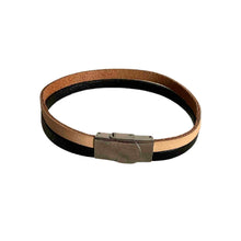 Load image into Gallery viewer, Double strand bracelet with one strand black and the other tan.