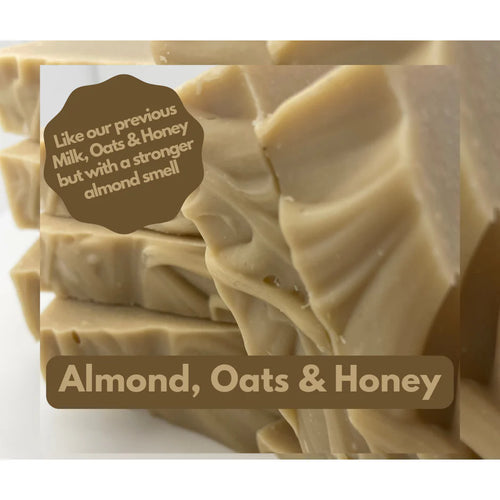 Handmade, cold processed  almond, oats and honey soap.