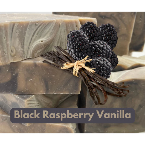 Handmade Palm Oil free soap. Lovely scent of Black Raspberry Vanilla.
