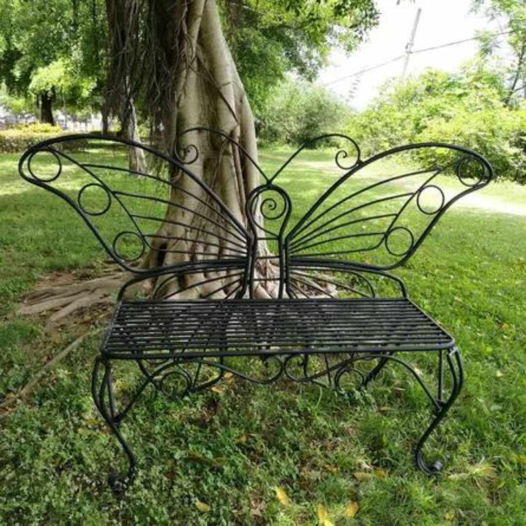 Beautiful powder coated metal butterfly bench. Large enough for two people to sit in comfort.