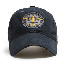 Load image into Gallery viewer, Navy brushed cotton twill ball cap with the De Havilland.
