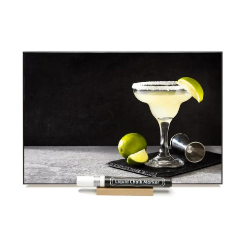 Chalk board with image of a Margarita. Use the liquid chalk marker to write with. 
