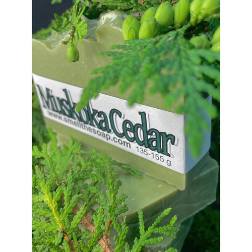 Handmade cold process soap, Muskoka cedar scent.