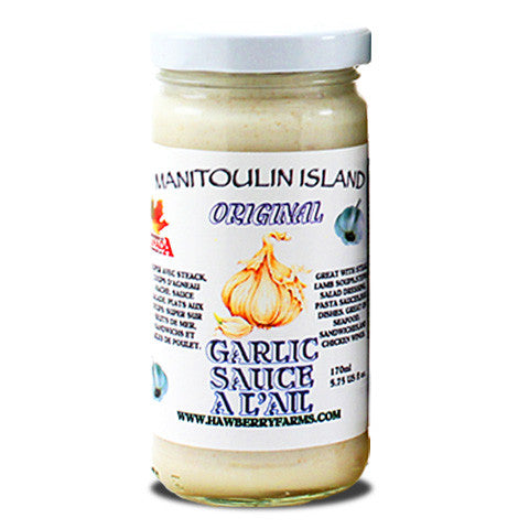 Original garlic sauce made by Manitoulin Island Hawberry Farms.