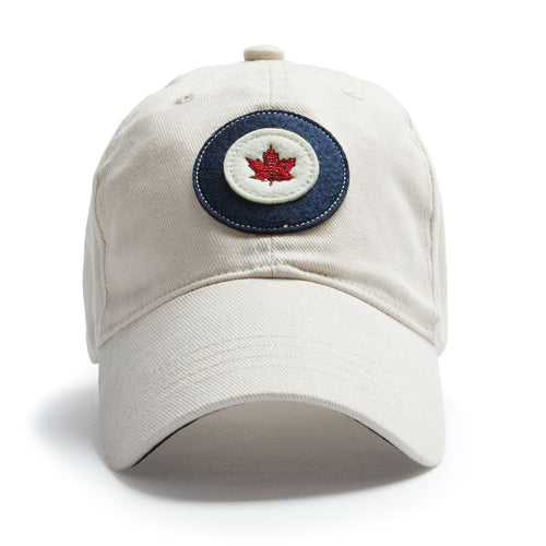 Cotton twill RCAF ball cap. Adjustable strap with applique, stone colour.