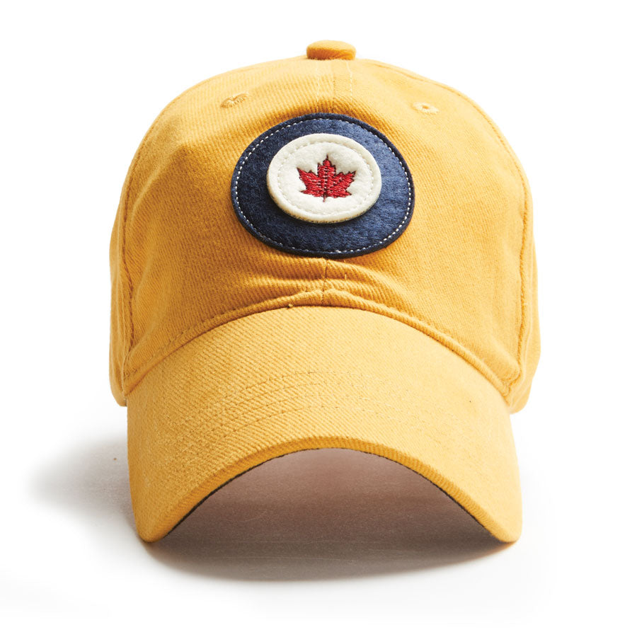 Brushed cotton twill RCAF ball cap in burnt yellow.