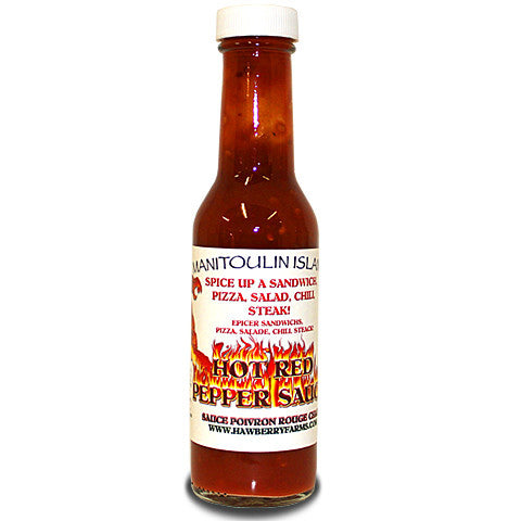 5 oz bottle of Manitoulin Island ot Red Pepper Sauce.