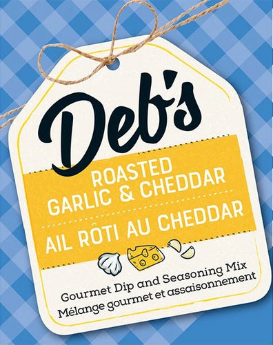 Package of roasted garlic & cheddar dip mix.