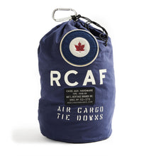 Load image into Gallery viewer, Blue drawstring ripstop bag with RCAF logo and text on a white background
