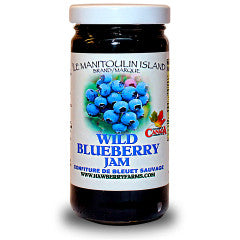 8 oz jar of Manitoulin Island Wild Blueberry Jam.
