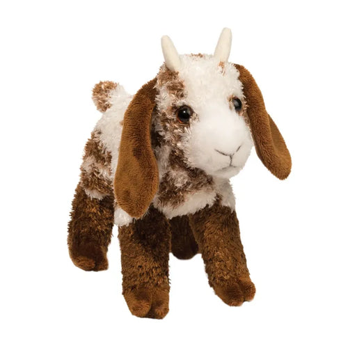 Yes, little guy you do have horns! Brown and white little goat made by Douglas Toys.