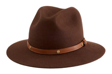 Load image into Gallery viewer, Made in Ontario. Brown felt hat with leather band.
