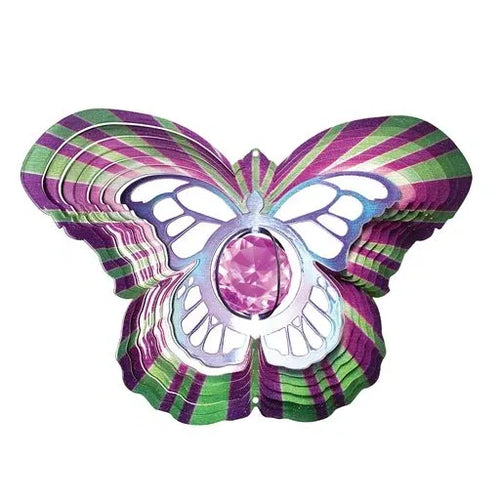 Butterfly spinner with beautiful colours. Made from stainless steel, hang and it spins in the wind.