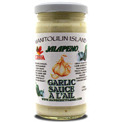 8 oz jar of Manitoulin Island Jalapeno Garlic Sauce.