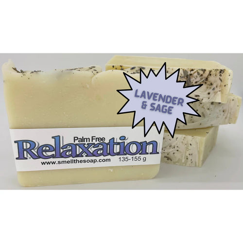 Handmade cold process soap made with lavender and sage.