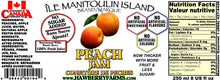 Load image into Gallery viewer, Manitoulin Island - Hawberry Farms no sugar added peach jam nutritional panel.
