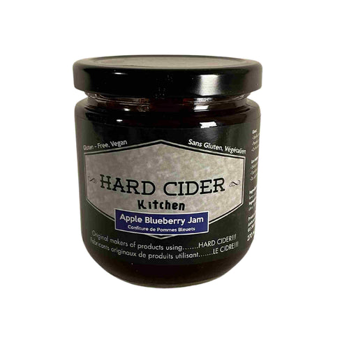 Apple Blueberry Hard Cider Jam is locally made. All natural using natural apple pectin for  thickening.