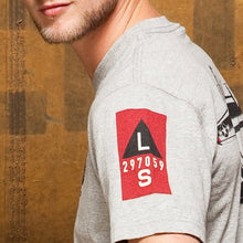 Load image into Gallery viewer, Boeing Cotton t-shirt with a large red screen printed plane number on side arm.
