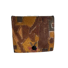 Load image into Gallery viewer, Brown multi colour leather change purse.
