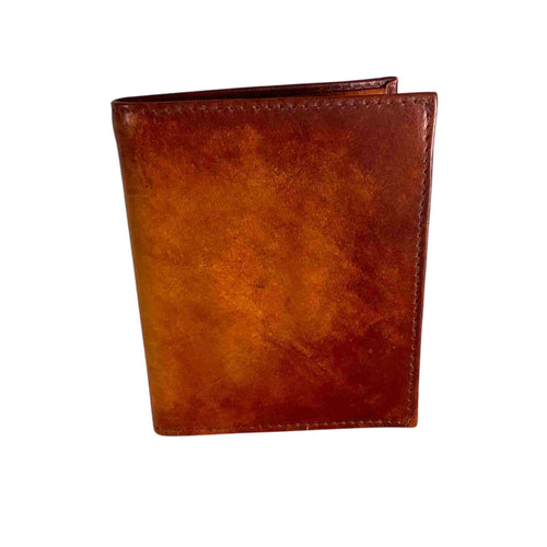 Brown leather wallet with extra card space.