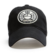 Load image into Gallery viewer, Black Ball Cap with retro CBC Radio -Canada test logo. Cap made from cotton twill.
