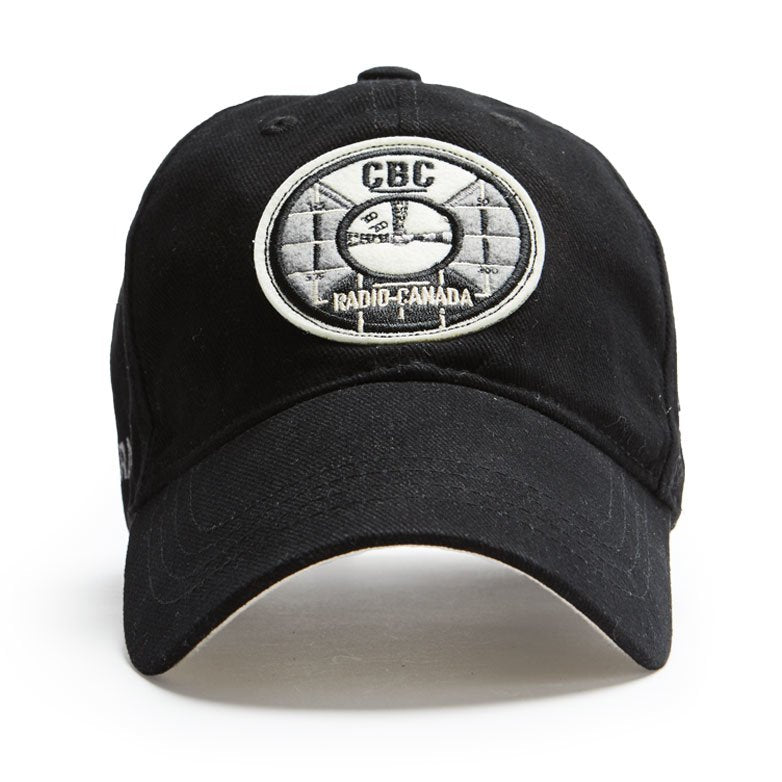 Black Ball Cap with retro CBC Radio -Canada test logo. Cap made from cotton twill.