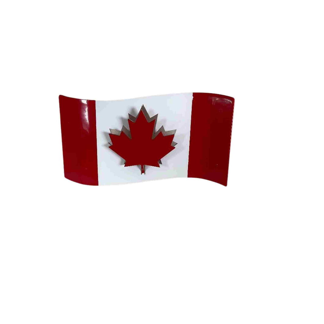 Metal hand made table top Canadian flag.