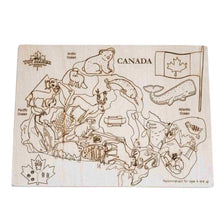 Load image into Gallery viewer, Wooden puzzle of Canada with native animals.
