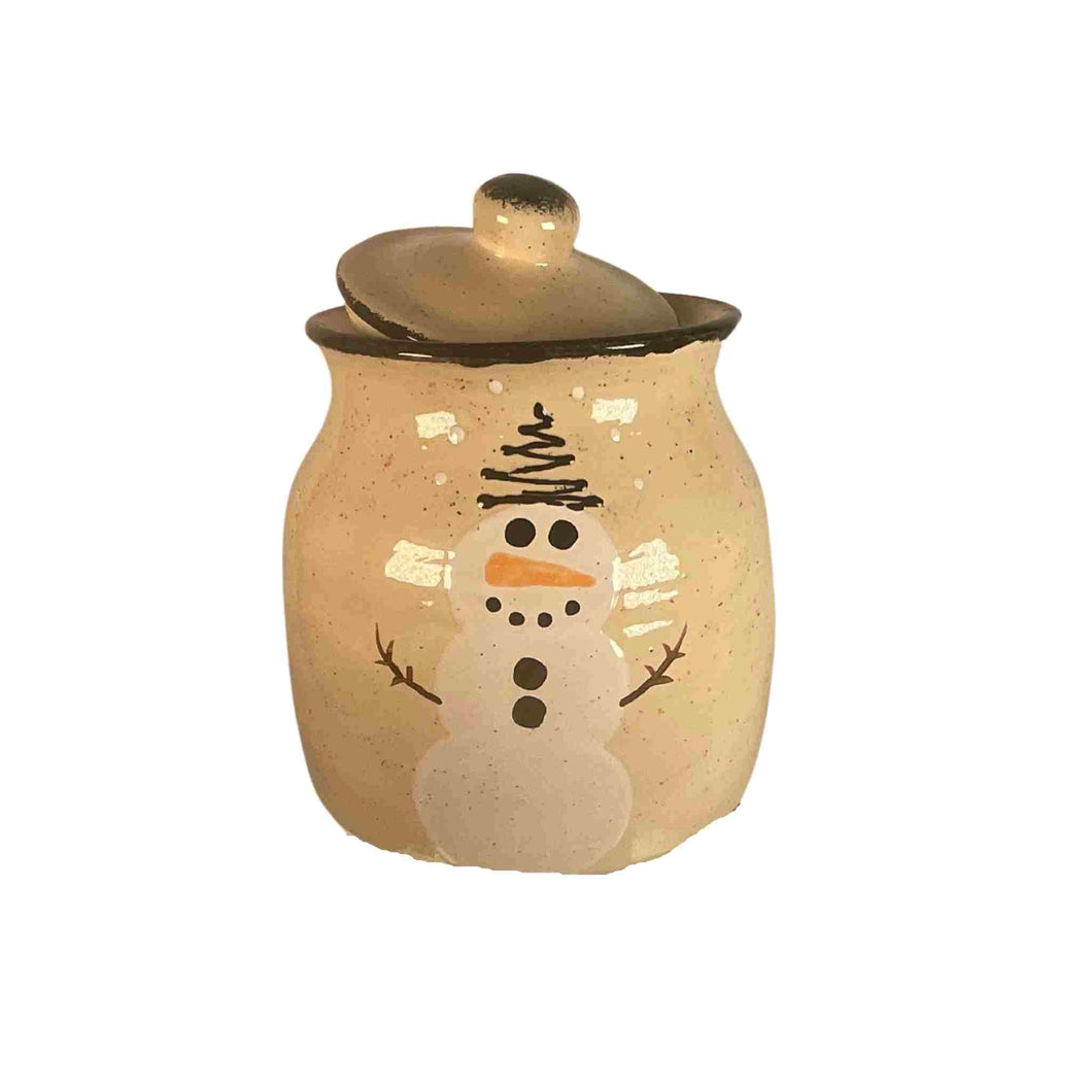 Ceramic snowman cookie jar.