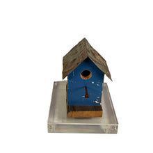 Load image into Gallery viewer, Small blue decorative bird house.
