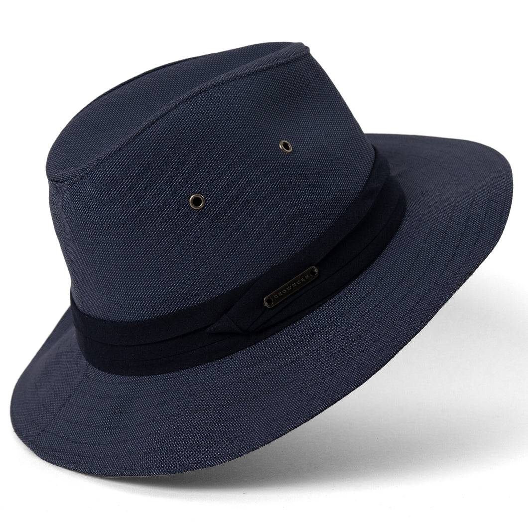 Men's Dobby Weave Fedora Hat. Made in Canada with SPF protection.