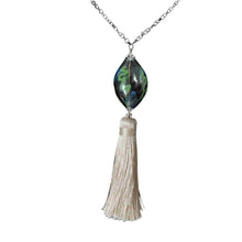 Load image into Gallery viewer, Long Chain Blown Glass &amp; Tassel Pendant
