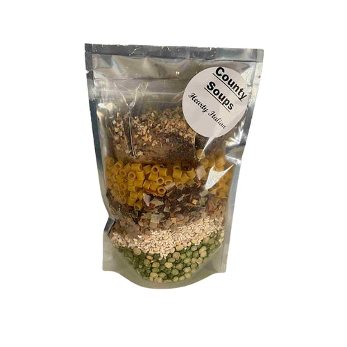 Dry mix package of soup.
