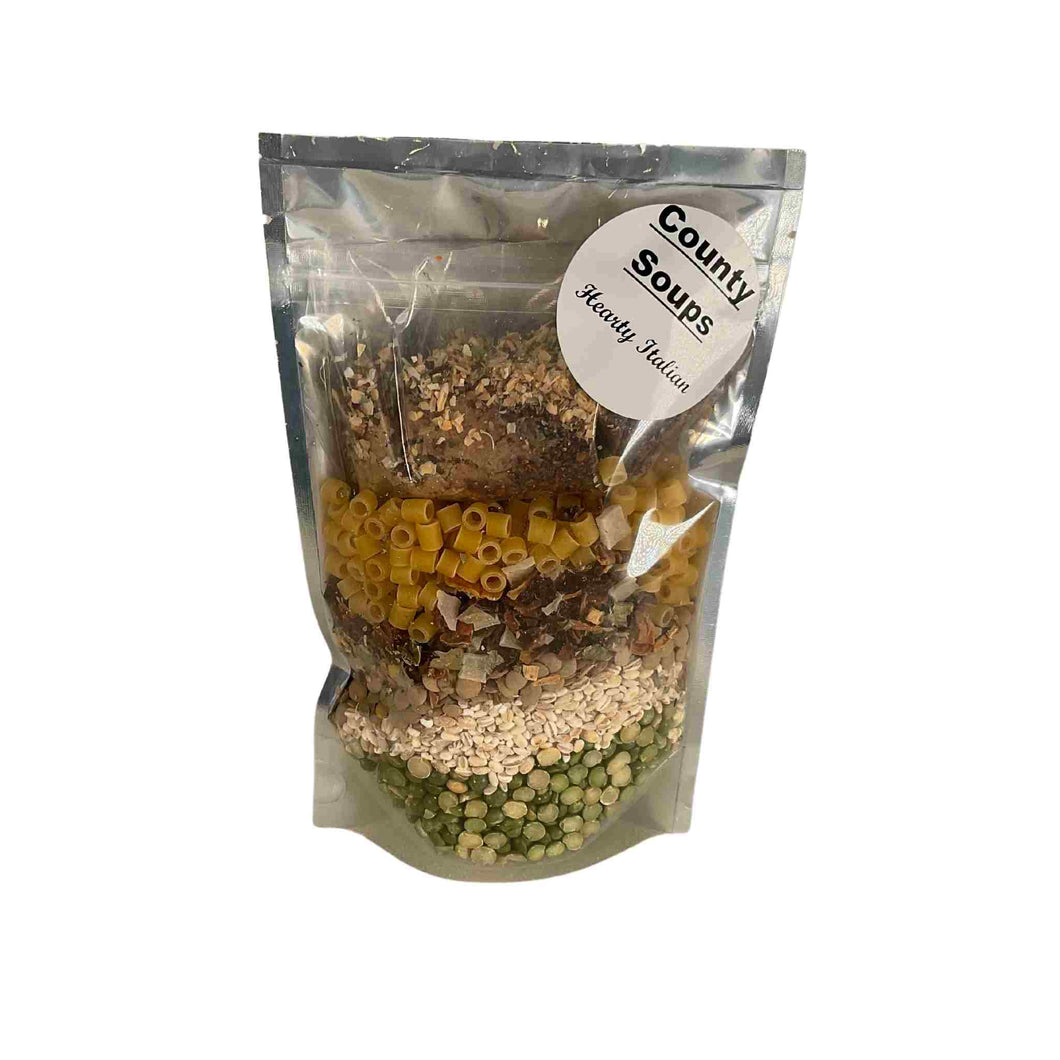 Dry mix package of soup.