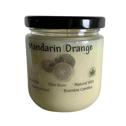 Jar soy wax candle, mandarin ornage scent.