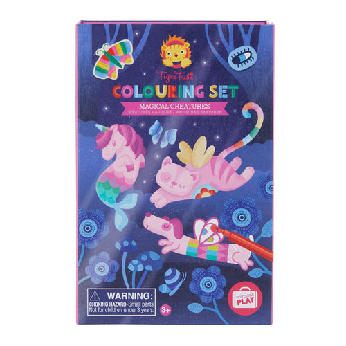 Magical creatures colouring set.