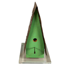 Load image into Gallery viewer, Mint green and tin bird house.
