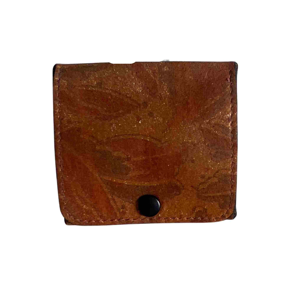 Rust and Beige leather change purse.