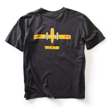 Load image into Gallery viewer, Bak of T- shirt with  the Canadair CL-215 was the first aircraft designed specifically for water bombing and we feature the Pratt and Whitney Turbine powered CL-415 on our cap and shirt.
