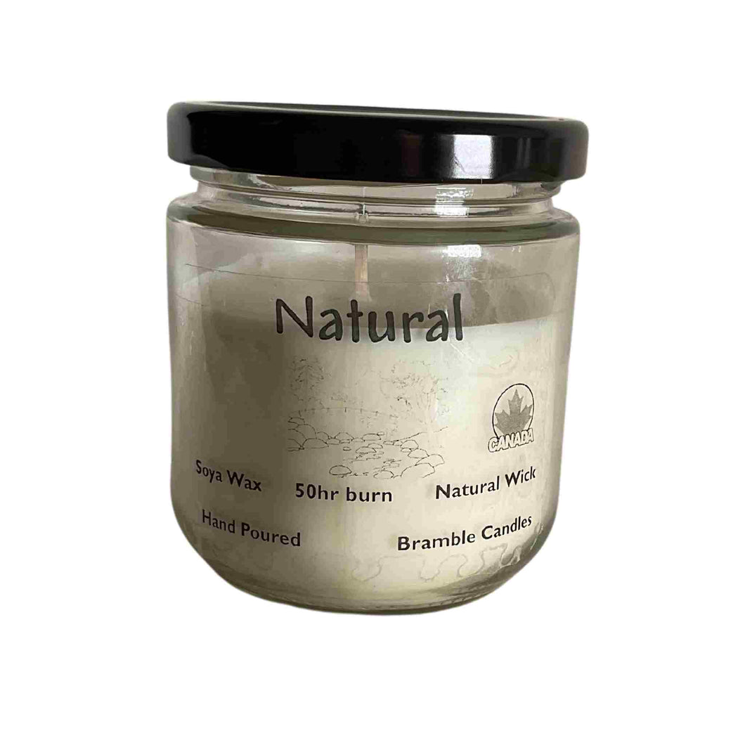 Jar soy candle, natural scent.