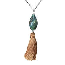 Load image into Gallery viewer, Long Chain Blown Glass &amp; Tassel Pendant
