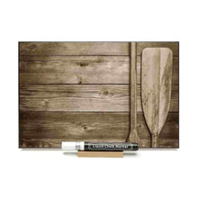 Load image into Gallery viewer, Photo chalkboard of paddles against barn board.
