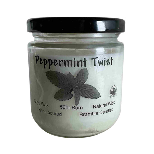 Jar so wax candle, peppermint scent.