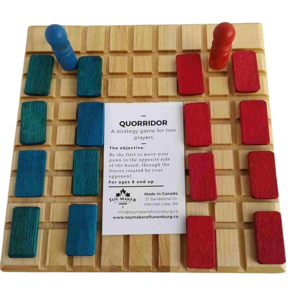 Wooden strategy game with wood board and wooden game pieces.